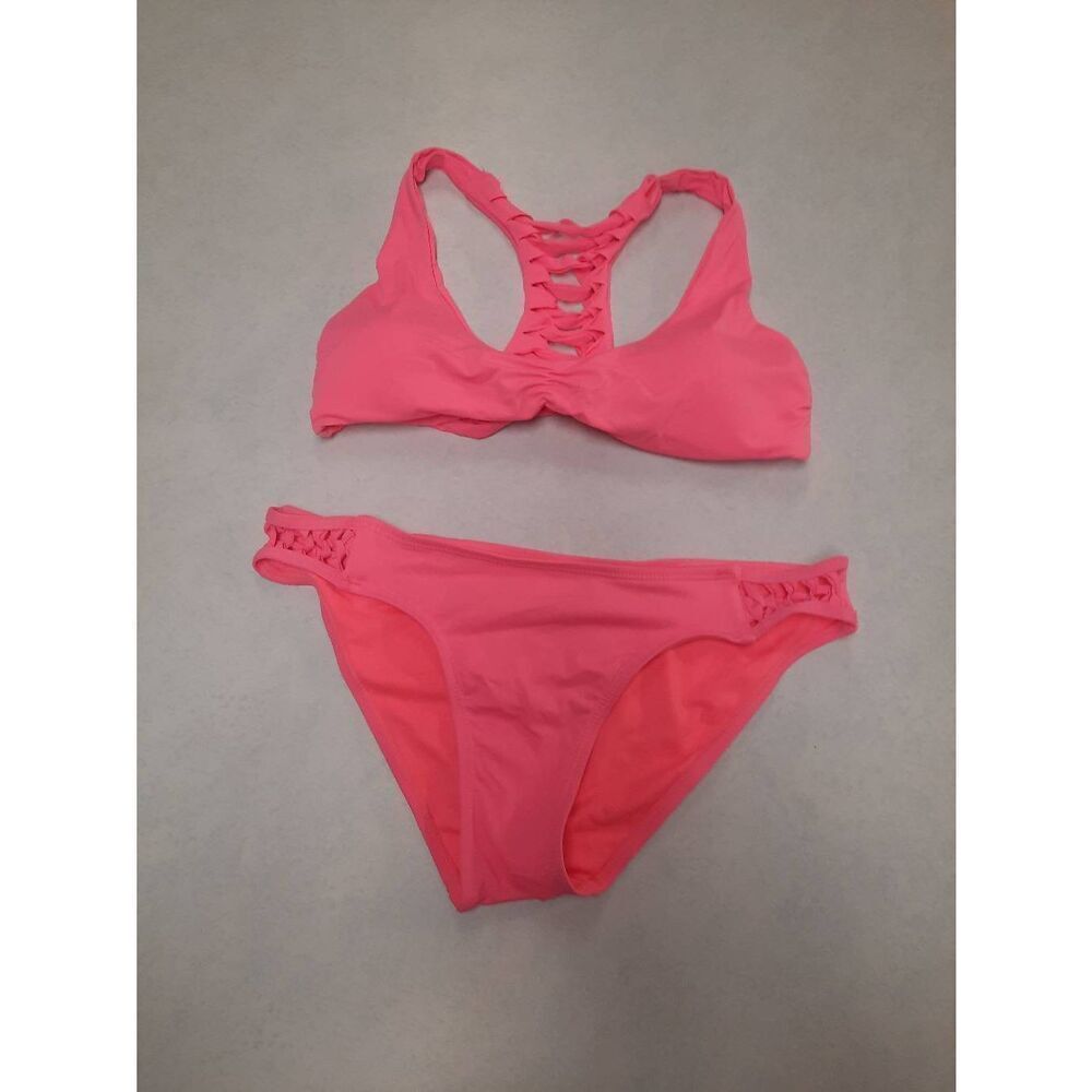 Tinibikini 2pc bikini swimsuit S Bright Pink Microfiber Strappy